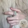 Anel de Fogos de Artifício Azul Doce Fresco Exquisito para Mulheres Elegante Leve Luxo Coração Versátil Aberto Ajustável Anel Estilo ins Anel Dedo Indicador Tendência