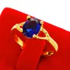 Anillo de Dama Color Oro Arena con Imitación de Rubí Que No se Desvanece por Mucho Tiempo, Anillo Abierto de Nicho con Imitación de Turmalina y Diamante Incrustado con Imitación de Jade