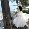 Elegante diseño estilo francés, vestido de tirantes de ilusión de dos piezas irregulares, hermoso vestido largo plisado de hada estilo vacaciones de verano para mujer