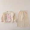 Conjunto de Duas Peças com Moletom de Coelho Casual para Bebê Menina Moda Outono Infantil Roupas Esportivas Primavera Outono Mangas Longas Tendência