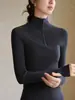 Camiseta interior de punto sin costuras de cuello medio alto de lana hilada fina JANSAM Yangzi para mujer