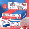 Pañuelos Humectantes Auténticos Serie Sanrio Gato KT Cinnamoroll 24 Paquetes/Caja Exhibidora Pañuelos para Estudiantes de Primaria