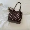 Bolso tote de lunares estilo coreano nuevo 2026, gran capacidad, moda retro, estilo relajado, casual, chic y adecuado para ir al trabajo
