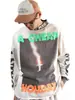 San Miguel Vintage Americano Lavado Vintage Viejo Hip-Hop Holgada Camiseta de Manga Larga para Hombres y Mujeres