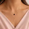 Europeu e americano cross-border novo personalizado moda dupla camada empilhados gota em forma de pequeno diamante longo borla pingente colar clavícula corrente