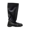 Botas de mujer de cuero estilo western vintage, botas estilo ballet con cordones y pliegues, botas de montar a media pantorrilla, botas largas de punta cuadrada