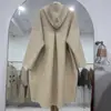 Casaco de Lã Dupla Face Feminino Plus Size Solto, Jaqueta de Lã Casual com Capuz Redutora de Idade para Mulheres, Plus Size Transfronteiriço