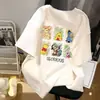 Conjunto de Verano Unisex a Juego para Pareja con Estampado de Letras Blancas Pequeñas de Anime, Camiseta de Manga Corta Holgada de Seda Helada Estilo Trendy Ins