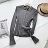 Suéter Ridan Feminino Outono e Inverno Lã Penteada Merino Gola Lapela Manga Longa Cardigan Botão Casaco 461034
