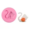 Molde de Silicona de Cisne Rosa Tridimensional, Molde para Fondant y Chocolate, Accesorios para Decoración de Pasteles de Boda, Molde para Hornear
