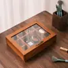 Caja de Almacenamiento de Joyería de Escritorio de Madera Bandeja Rejilla de Madera Organizador de Cosméticos Labiales Caja de Madera Madera Maciza