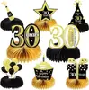 Lai Pai Ornatos de Favo de Mel Dourado Preto para Aniversário de Um Ano Decoração de Festa de Primeiro Aniversário Favo de Mel para Festa Papel de Mesa Favo de Mel