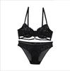 Conjunto de Sutiã Francês Bordado Sexy para Mulheres Verão Ultrafino Push-Up Lingerie Seios Grandes Mostrando Pequeno Sutiã de Lingerie