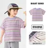 Camiseta de Rayas para Niños Estilo Europeo Verano Manga Corta 2026 Nueva Ropa Infantil Verano Niños Delgado Top de Media Manga