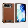Adequado para iPhone Duo, capa de telefone com suporte galvanizado, capa de peça única com textura de couro retrô com protetor de tela integrado e design à prova de quedas