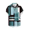 Camisa Casual de Manga Corta para Hombre con Bloques de Color y Estampado Digital 3D, Comercio Exterior Transfronterizo Europeo y Americano 2026