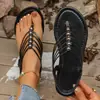 Sandalias de tiras cruzadas para mujer talla grande, nuevo modelo 2026, estilo romano, modernas, versátiles, casuales, sin cordones, con punta de pez
