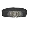 Hebilla decorativa hueca tallada vintage de palacio estilo coreano, cinturón ultra ancho con sello de cintura elástico elegante para falda