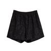 Pantalones Cortos de Cinco Puntos para Mujer Talla Extra Grande 60-150kg Primavera y Otoño 2025 Nueva Hermana Gordita Talla Plus Tweed Lentejuelas