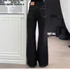 Calça jeans masculina com fivela de avião estilo americano transfronteiriça, design retrô de primavera, calça longa levemente flare, calça cleanfit da moda