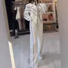 2024 Estación Independiente de Amazon Europa y América Transfronteriza Primavera y Otoño Nuevo Conjunto de Dos Piezas Casual Holgado Cardigan con Cuello Alto y Pantalones de Pierna Ancha