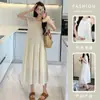 Moda Sencilla Holgada Cubre Piel Falda Larga Media de Gasa Versátil Adelgazante Vestido de Maternidad Nuevo Verano 2025