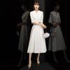 Minivestido Blanco para Mujer 2026 Nuevo Vestido de Longitud Media para el Día a Día para Registro de Boda y Registro de Matrimonio Vestido Blanco