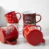 Taza Gruesa de Esmalte Navideña Taza Roja Nueva Fiesta Navideña Taza para Café para el Hogar Taza para Beber