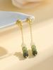 Pendientes de jade hetian natural hechos a mano con placa de incienso repelente de mosquitos, clip para la oreja para mujer, sin orificio para la oreja, pendientes de jade hetian de sensación de alta calidad, temperamento