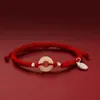 Colgante de Jade Hetian de la Paz Pulsera de Hilo Rojo para Mujer, Cuentas de la Fortuna de Plata Esterlina, Estilo Pareja, Pulsera del Año de Nacimiento, Pulsera de Amistad