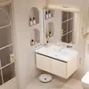 Gabinete de baño de aluminio de panal engrosado con lavabo de cerámica integrado y unidad de tocador