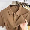Camiseta de Manga Corta de Punto para Hombre Estilo Old Money Verano Nueva Casual de Negocios Holgada Transpirable Camiseta de Manga Corta para Hombre