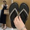 Zapatos de Mujer Talla Grande para Pies Anchos 41-43, Chanclas Estilo Coreano con Pedrería para Mujer, Sandalias Planas Antideslizantes 2026