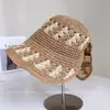 Apertura trasera color de contraste ganchillo sombrero de pescador mujer verano hueco transpirable protección solar sombrero de cubo vacaciones protección solar sombrero de punto moderno