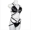 Amazon Supply Atacado Couro PU Alça Selvagem Sexy Mulheres Europeias e Americanas Lingerie Sexy Sexy Conjunto HYAO