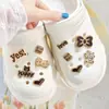 Accesorio plano de resina de oso marrón de dibujos animados para zuecos, accesorio para llavero, pasador de pelo, material para manualidades DIY