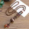 Collar de Xizang Más Vendido Versátil para Hombres y Mujeres Estilo Étnico Vintage Cadena de Lana Accesorios para Ropa Larga de Algodón y Lino Viaje de Madera