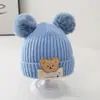 Gorro de lana tejido para niños coreanos, caricatura linda, invierno, para niños y niñas, gorro de invierno para bebé, gorro cálido con protección para las orejas