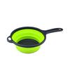 Cesta de drenaje plegable directa de fábrica, cesta de fruta redonda con asa, cesta de filtro retráctil, utensilios de cocina