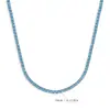 Collar de Tenis de Espinela Azul de 3 mm de Venta Caliente Transfronteriza Europea y Americana, Gargantilla Azul con Diseño a la Moda y Sensación de Alta Gama, Fabricado en la Fábrica de Panyu