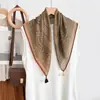 Pañuelo Cuadrado Vintage con Borlas Estampado Paisley Pañuelo para el Cuello con Colgante Estampado de Lunares y Anacardos Pañuelo de Seda con Flecos para Mujer Imitación de Algodón y Lino