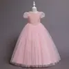 Vestido Popular Transfronteiriço para Meninas com Mangas Bufantes, Tule Colorido, Lantejoulas, Vestido de Princesa, Vestido para Daminha de Honra, Vestido para Apresentação de Piano, Vestido de Apresentadora, Vestido de Gala