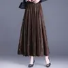 Falda plisada flockeada reversible para mujer, nueva falda acampanada de cintura alta adelgazante Otoño/Invierno 2026, falda larga versátil drapeada