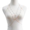 Corrente de Peito com Strass Simples e Fashionável Europeia e Americana, Venda Quente Transfronteiriça, Corrente de Corpo para Praia para Mulheres, Acessório de Peito para Biquíni