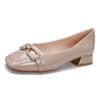 Zapatos Planos Personalizados para Mujer con Tacón Medio Charol Borgoña Primavera 2023 Nuevo Estilo Punta Cuadrada Francesa Tacones Altos Zapatos Suaves para Todo el Año