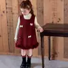 Conjunto de Saia com Colete Doce para Meninas Outono Inverno Novo Crianças Pequenas e Médias Manga Longa Camada Base Vestido de Menina Duas Peças Transfronteiriço
