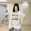 Camiseta de Algodón Puro de Manga Larga para Mujer Estilo Coreano Estilo Hong Kong Chic Diseño Nuevo Primavera y Otoño Versátil Casual Holgado
