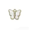DIY Diamante de Punto Colorido Mariposa Aleación Gota de Aceite Accesorios Colgante Pequeño Collar Pendientes Dibujos Animados Colgante para Teléfono Móvil Joyería