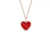 Collar de Corazón Bañado en Oro Rosa de 18 Quilates Vanjia, Nicho de Alta Gama, Versátil, Lujo Accesible, Agata Roja Corazón Rojo Pequeño Cadena para Clavícula