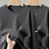 Camiseta deportiva casual para hombre de manga larga con estampado, moderna para adolescentes, adecuada para todas las estaciones, cuello redondo, top básico de manga larga